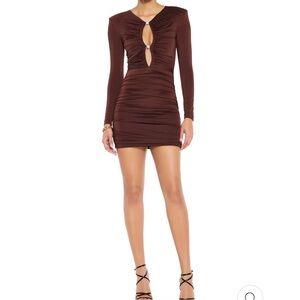 Nookie Clique Cut-Out Mini Dress with Diamantes - Cocoa - Brown Prom Event Party